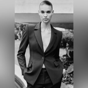 Zara Fitted Shoulder Pad Blazer
